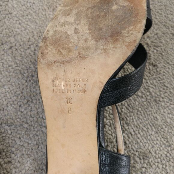 Etienne Aigner Open Toe Heels Womens Size 10 B Slingback Shoes Black - Picture 3 of 9